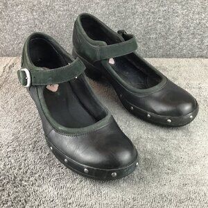 Merrell Luxe Black Leather Mary Janes Studded Comfort Buckle Shoes Sz 8.5